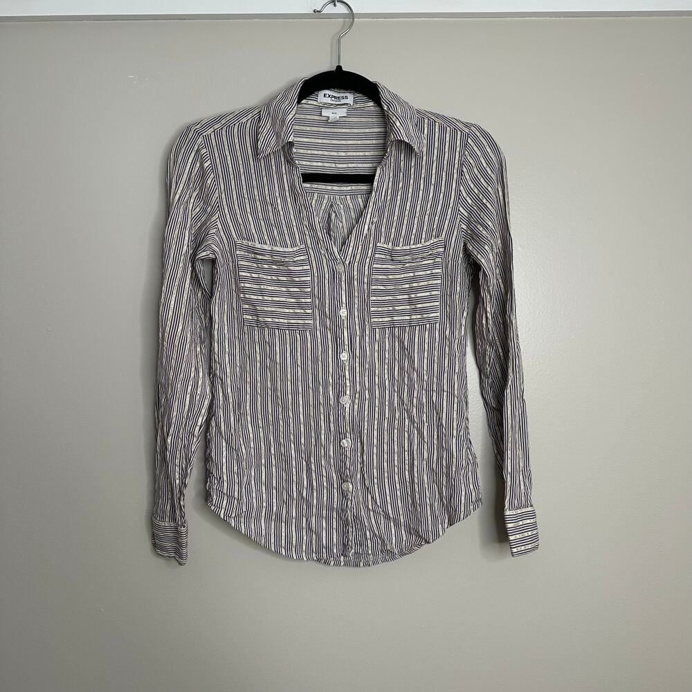 Express Portofino slim fit button-down striped shirt blue, white‎ and gold